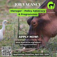Manager – Policy Advocacy & Programmes at East African Wild Life Society (EAWLS)